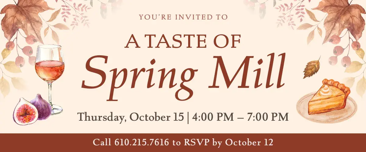SMAL 0332   Web Pop Up A Taste of Spring Mill 10 15 2026 LG 800 x 600